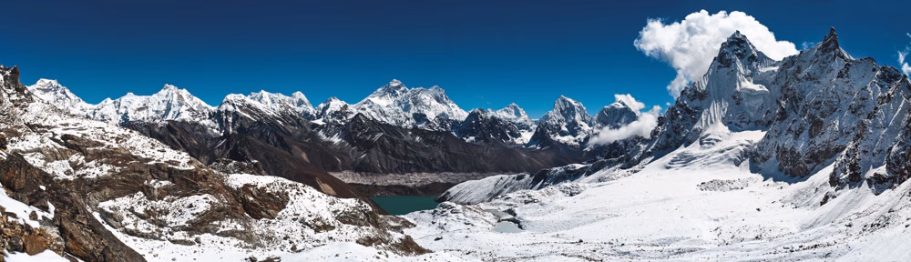 Snow covered rocks in the mountain